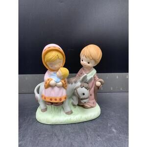 Vintage Joseph Mary And Baby Jesus With Donkey Figurine 5608 Homco 1984